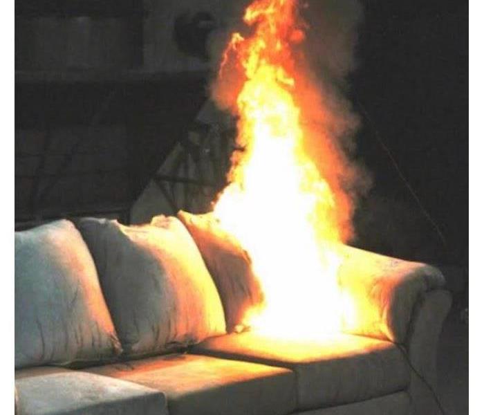 Couch on fire